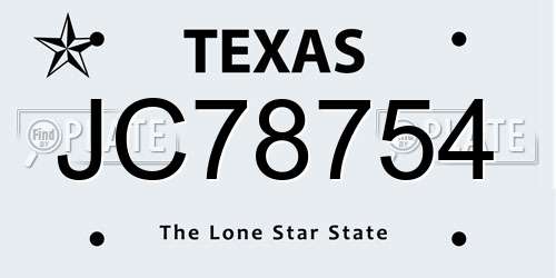 JC78754 Texas License Plate