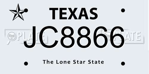 JC8866 Texas License Plate