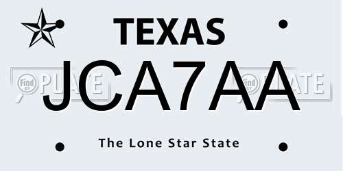 JCA7AA Texas License Plate