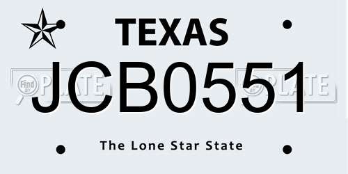 JCB0551 Texas License Plate