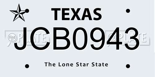 JCB0943 Texas License Plate