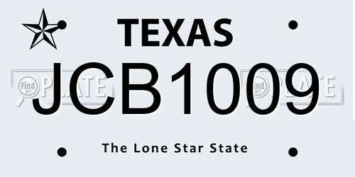 JCB1009 Texas License Plate
