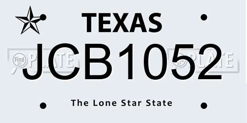 JCB1052 Texas License Plate