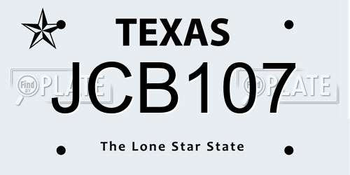 JCB107 Texas License Plate