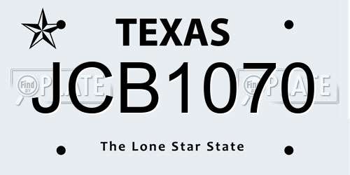 JCB1070 Texas License Plate