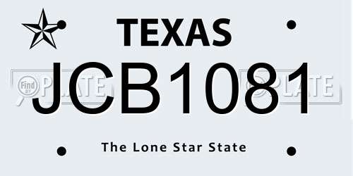 JCB1081 Texas License Plate