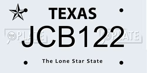 JCB122 Texas License Plate