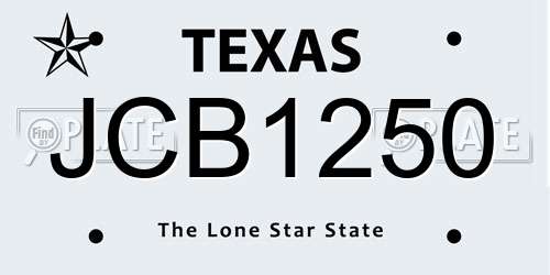 JCB1250 Texas License Plate