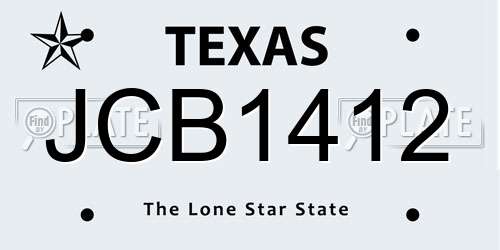 JCB1412 Texas License Plate