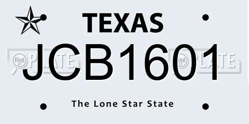 JCB1601 Texas License Plate