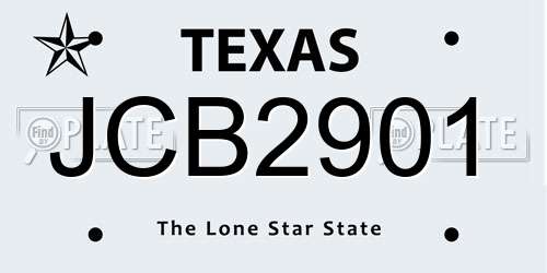 JCB2901 Texas License Plate
