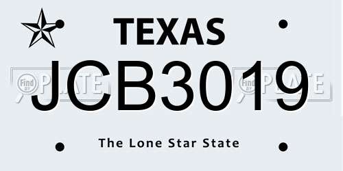 JCB3019 Texas License Plate