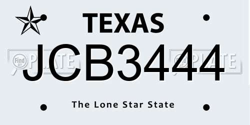 JCB3444 Texas License Plate