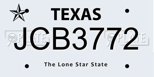 JCB3772 Texas License Plate