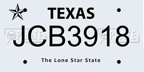 JCB3918 Texas License Plate
