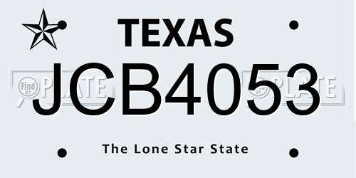 JCB4053 Texas License Plate