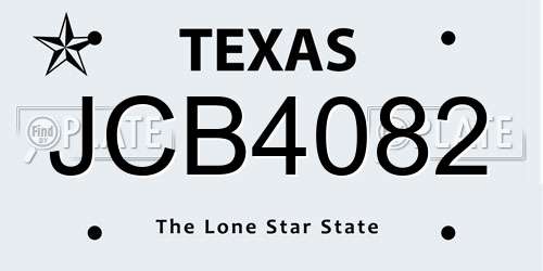 JCB4082 Texas License Plate