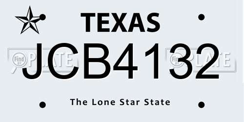 JCB4132 Texas License Plate