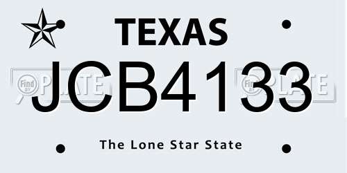 JCB4133 Texas License Plate