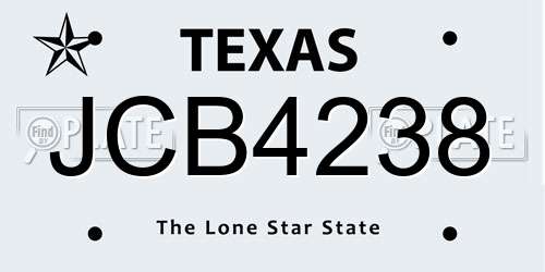 JCB4238 Texas License Plate