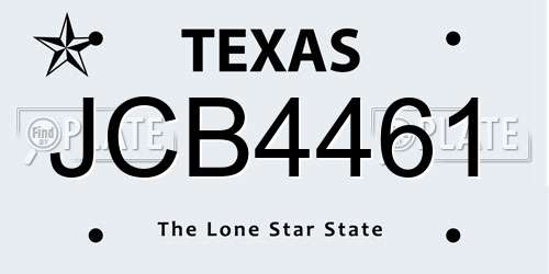 JCB4461 Texas License Plate