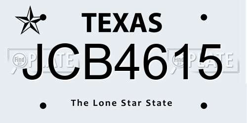 JCB4615 Texas License Plate