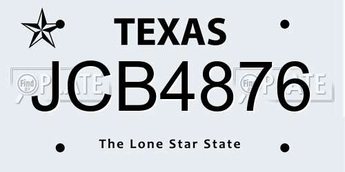 JCB4876 Texas License Plate