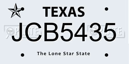 JCB5435 Texas License Plate