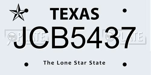 JCB5437 Texas License Plate