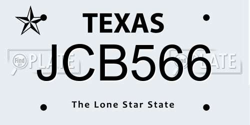 JCB566 Texas License Plate