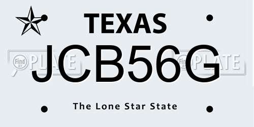 JCB56G Texas License Plate