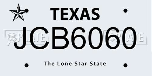 JCB6060 Texas License Plate