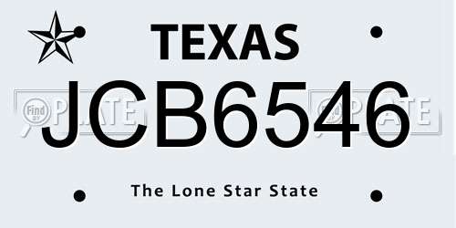 JCB6546 Texas License Plate