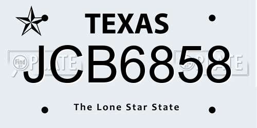 JCB6858 Texas License Plate