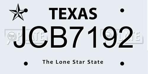 JCB7192 Texas License Plate