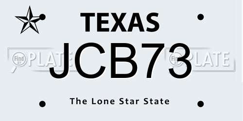 JCB73 Texas License Plate