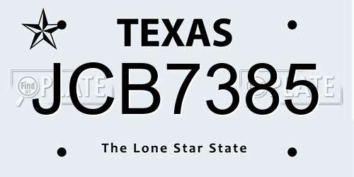 JCB7385 Texas License Plate