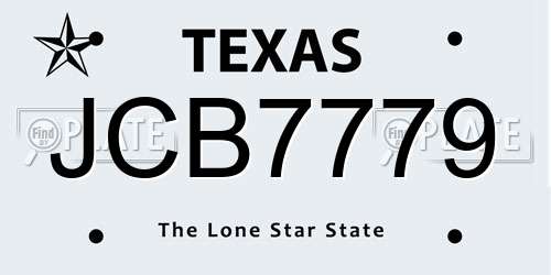 JCB7779 Texas License Plate