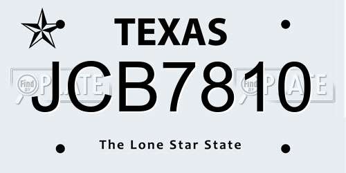 JCB7810 Texas License Plate