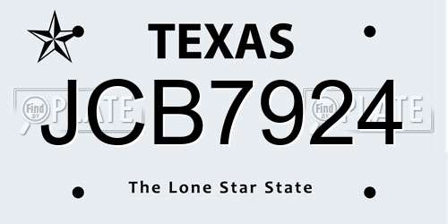 JCB7924 Texas License Plate