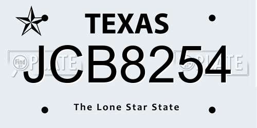 JCB8254 Texas License Plate