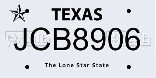 JCB8906 Texas License Plate