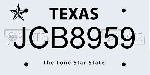 JCB8959 Texas License Plate