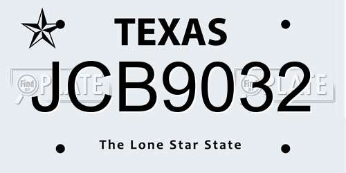 JCB9032 Texas License Plate