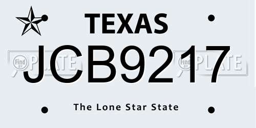 JCB9217 Texas License Plate