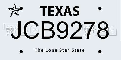 JCB9278 Texas License Plate