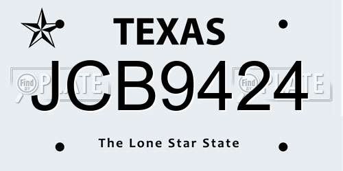 JCB9424 Texas License Plate