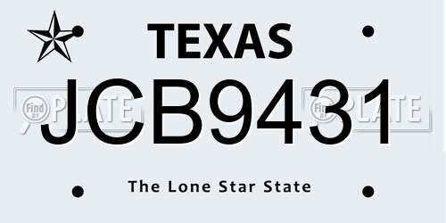 JCB9431 Texas License Plate