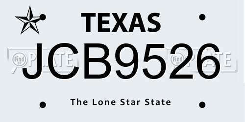 JCB9526 Texas License Plate