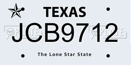 JCB9712 Texas License Plate